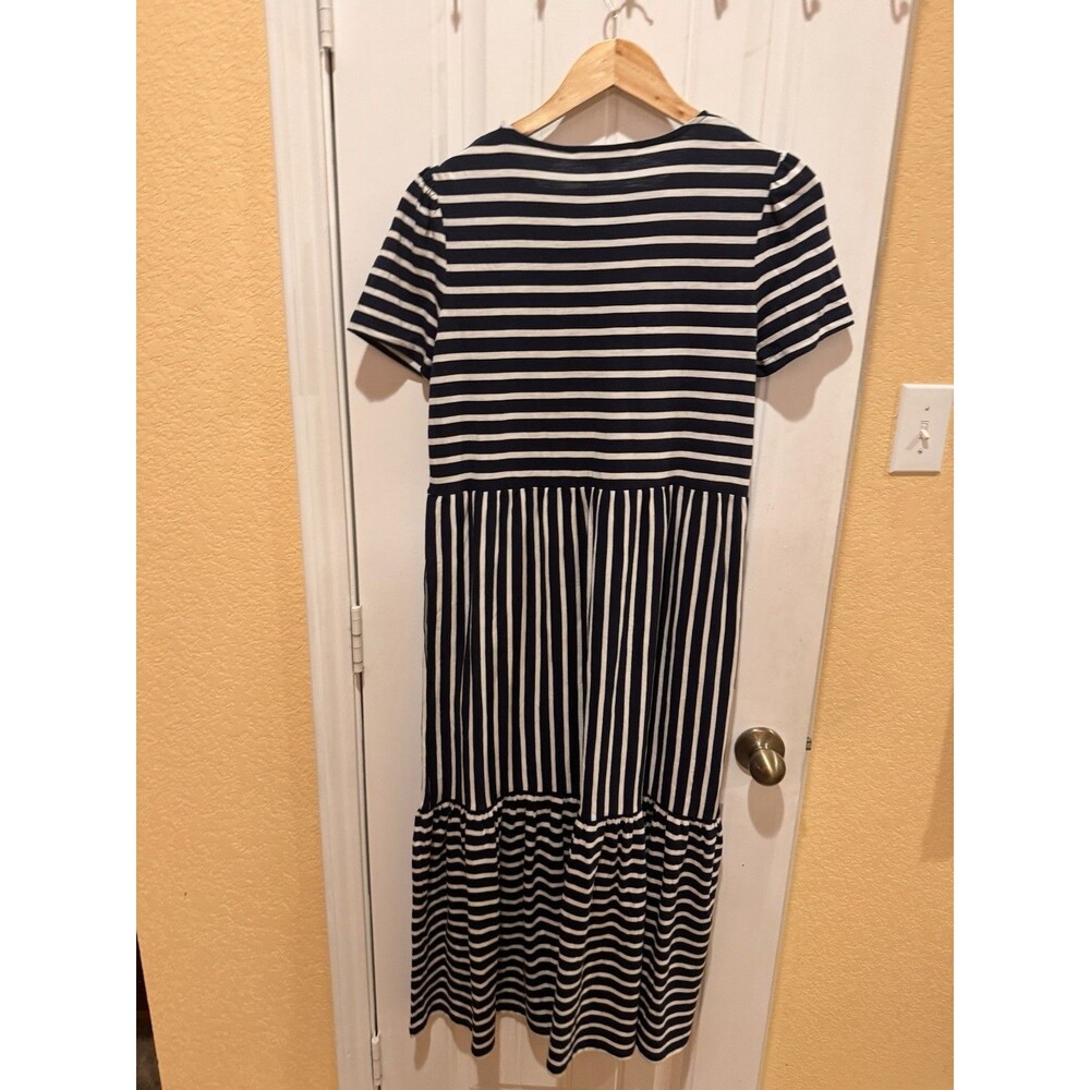 Boden Emma Tiered Jersey Midi Dress Blue and White Stripes SIZE 8P - Picture 8 of 14